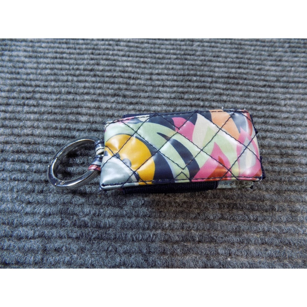 Vera Bradley Quilted Multicolor Geo Floral Keychain Tech Lipstick Holder VBE21